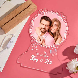 Gift for Her/Him Custom Led Lamp with Name and Photo Valentine's Day Idea