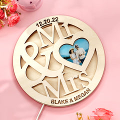 Personalised Engraved Photo Wooden Lamp - Custom Name Night Light for Loved Ones