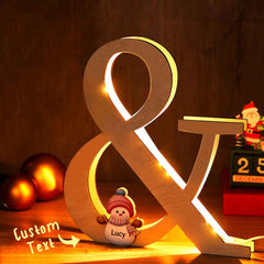 Personalized Snowman Family Name Lamp Custom Wooden Night Light Christmas Day Gift