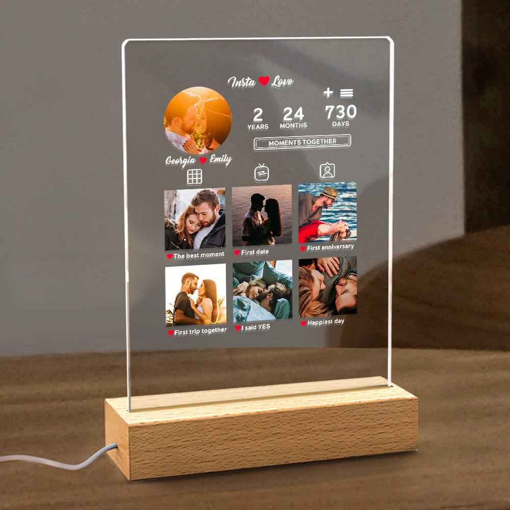 Custom Photo Night Light Anniversary Gift Personalised Photo Lamp Anniversary Gift Acrylic Night Light