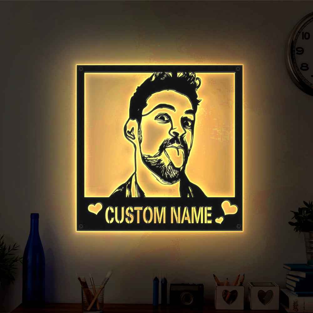 Custom Metal Sign LED Light Personalized Photo Sign Wall Art Home Decor Gift