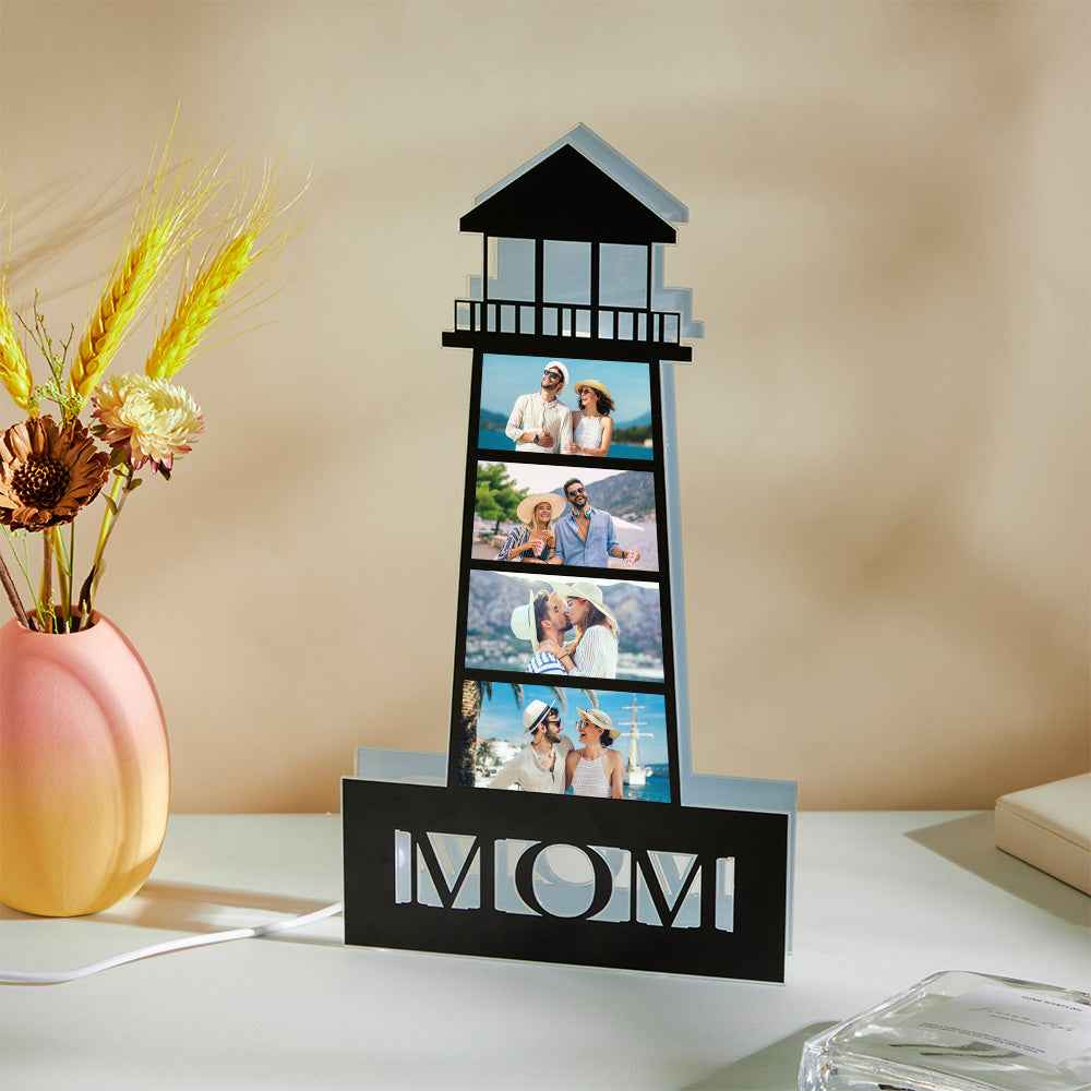 Personalized Photo Lighthouse Night Light LED Lamp Decoration Mother's Day Gifts