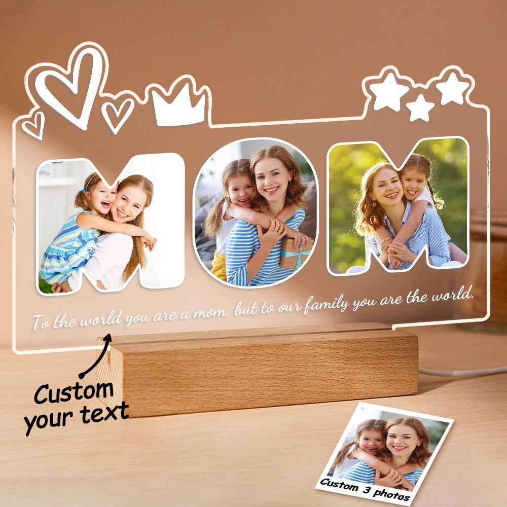 Custom Acrylic Night Light Personalized Mom Photo Lamp Gifts for Mother's Day