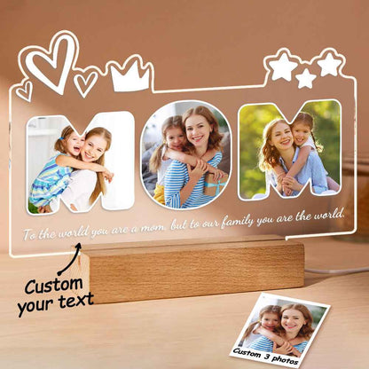 Custom Acrylic Night Light Personalized Mom Photo Lamp Gifts for Mother's Day