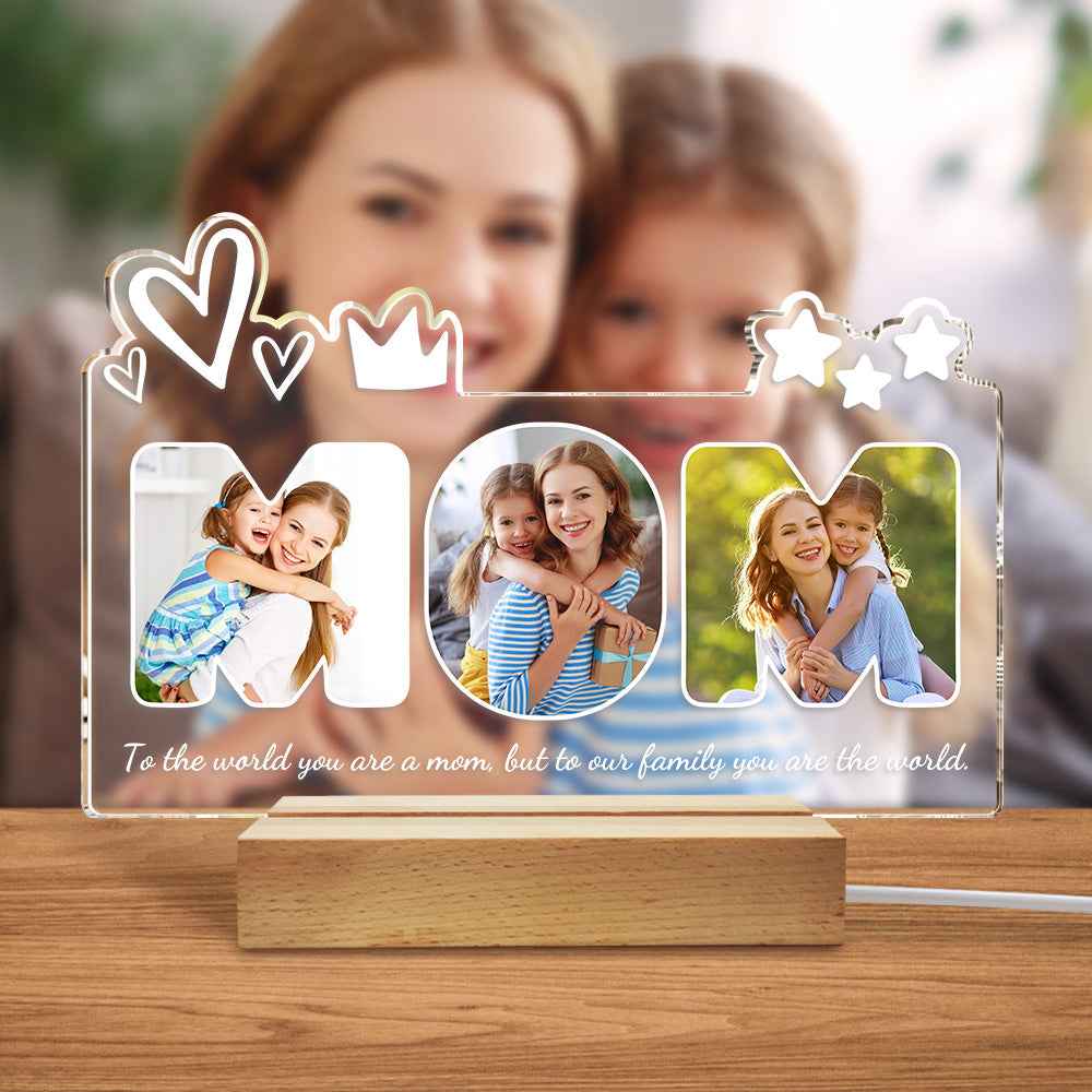 Custom Acrylic Night Light Personalized Mom Photo Lamp Gifts for Mother's Day