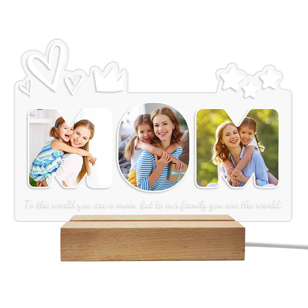 Custom Acrylic Night Light Personalized Mom Photo Lamp Gifts for Mother's Day