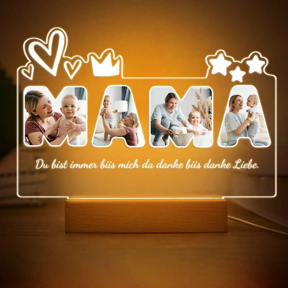 Custom Photo Night Light Personalized Mama Lamp Gifts for Mother's Day