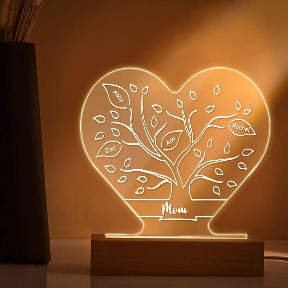 Custom Night Light With Family Tree and Names Gifts for Mom