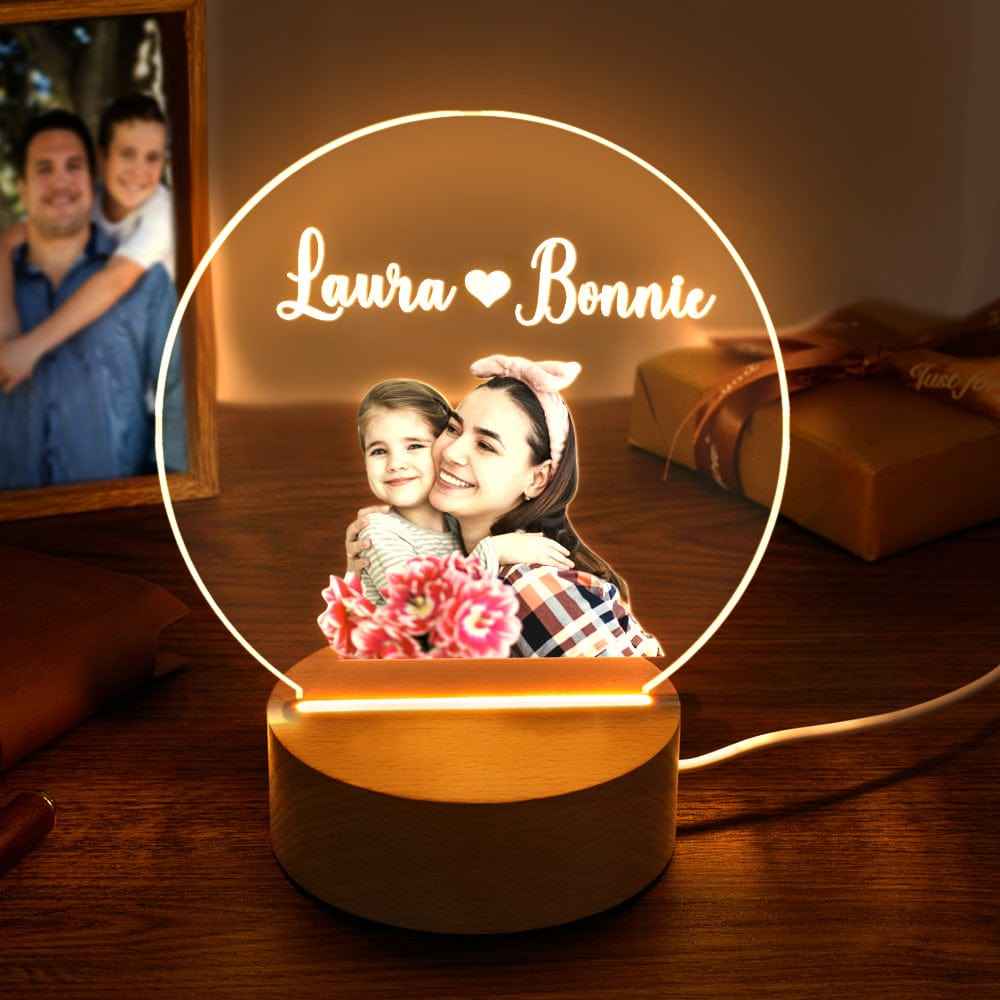 Personalized Photo Night Light with Names Gifts for Mom