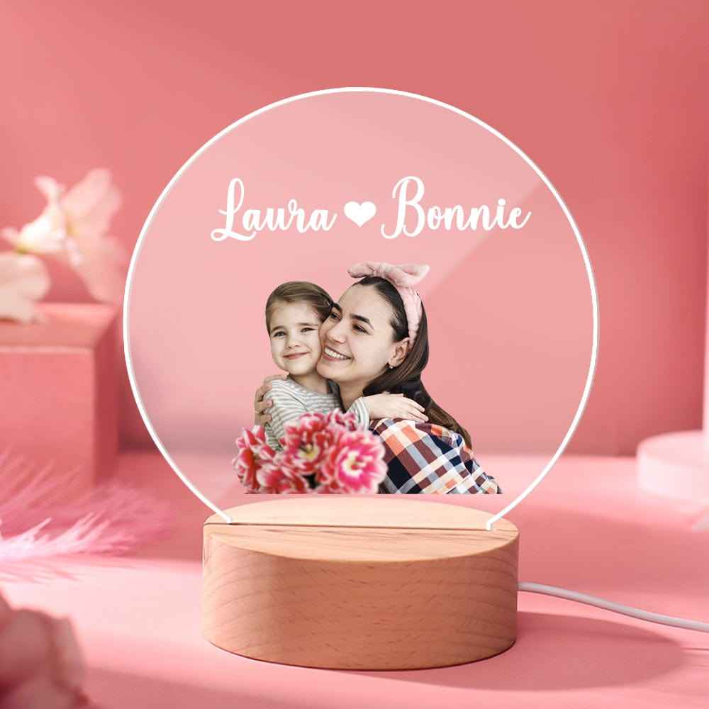 Personalized Photo Night Light with Names Gifts for Mom