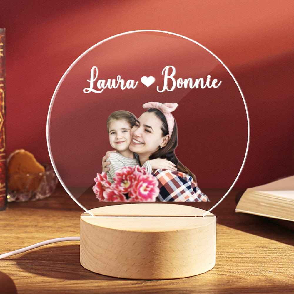 Personalized Photo Night Light with Names Gifts for Mom