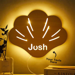 Shell Model Name Wooden Lamp Personalized Wall Night Light Birthday Gift
