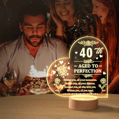 Personalised Birthday Night Light Heart Shaped Acrylic Lamp Gifts for Friends or Family