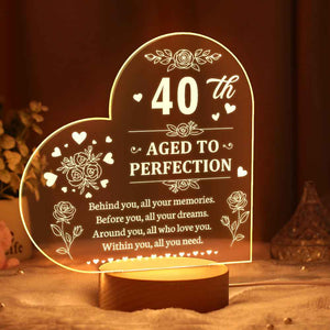 Personalised Birthday Night Light Heart Shaped Acrylic Lamp Gifts for Friends or Family