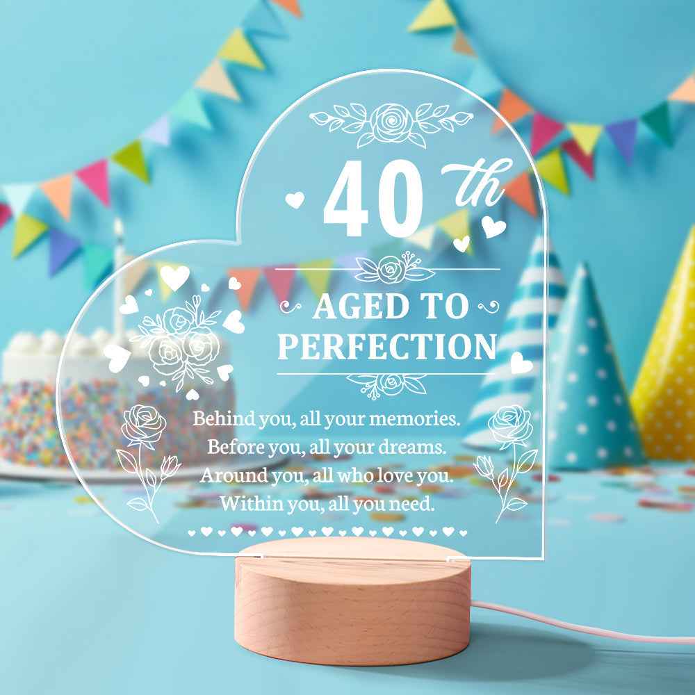 Personalised Birthday Night Light Heart Shaped Acrylic Lamp Gifts for Friends or Family