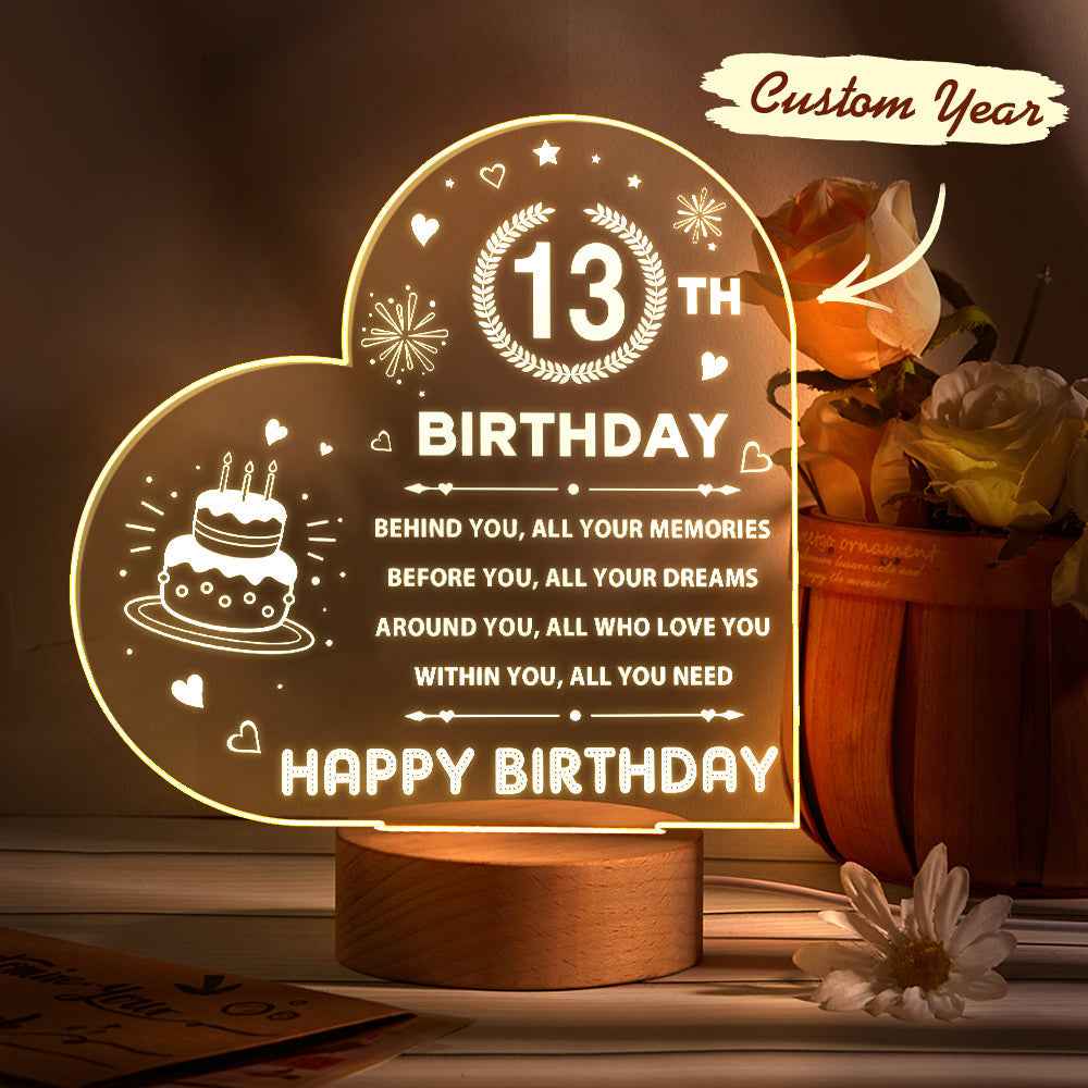 Personalised Night Light Custom Acrylic Lamp Birthday Gifts for Friends or Family