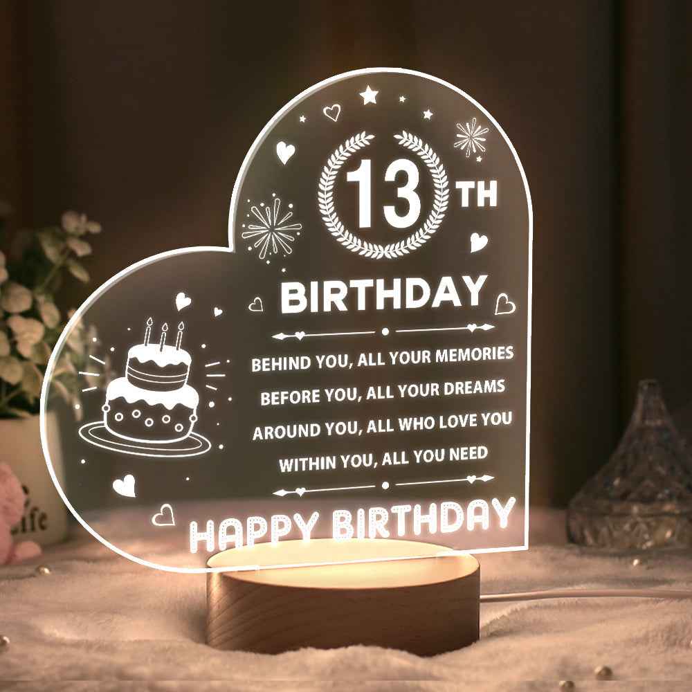 Personalised Night Light Custom Acrylic Lamp Birthday Gifts for Friends or Family