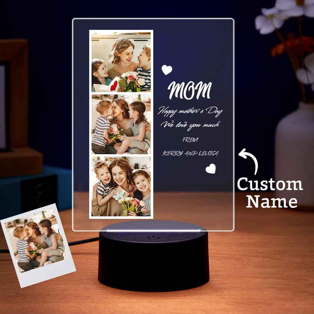 Mother's Day Gift Custom Photo Night Light for Mom Custom Photo and Name