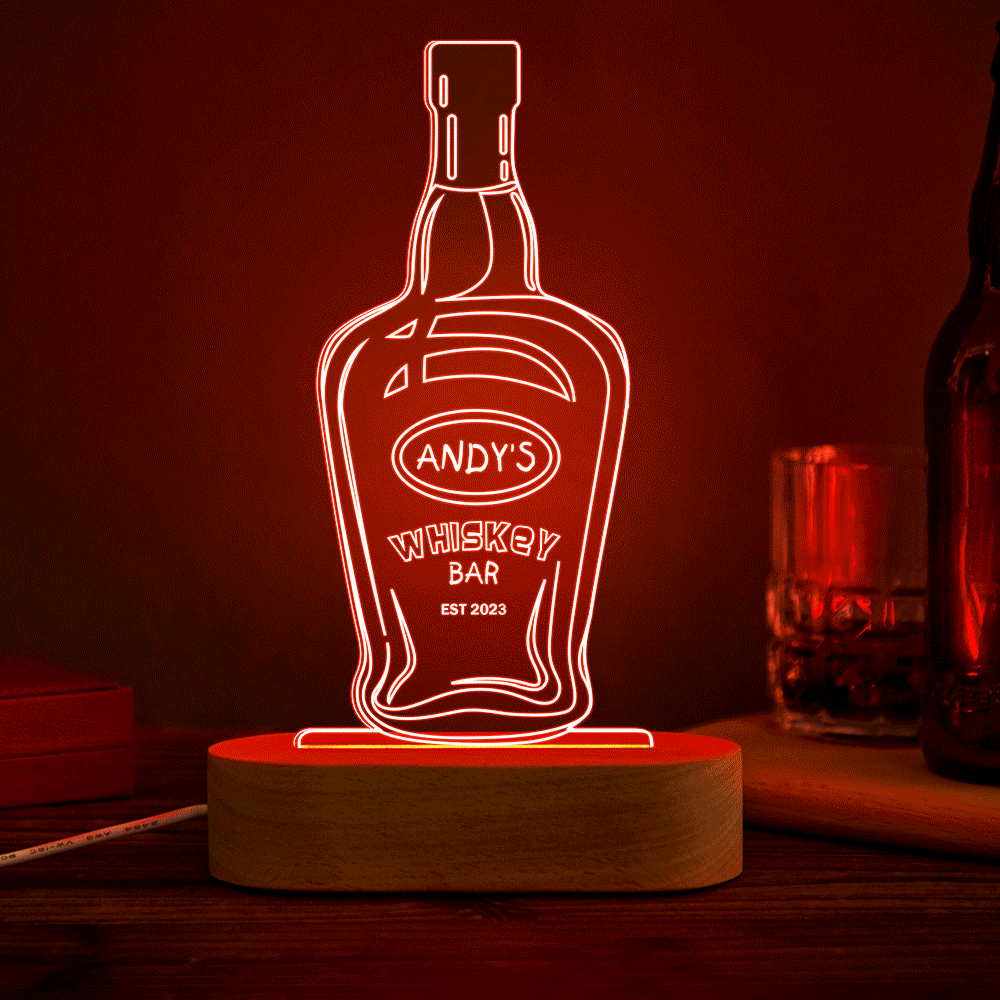 Personalised 7 Colour 3D Acrylic Wine Night Light | Custom Engraved Lamp Gift