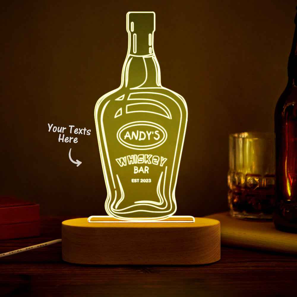 Personalized Wine Night Light 7 Colors Acrylic 3D Lamp Father's Day Gifts