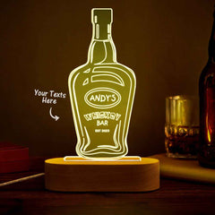Personalized Wine Night Light 7 Colors Acrylic 3D Lamp Father's Day Gifts