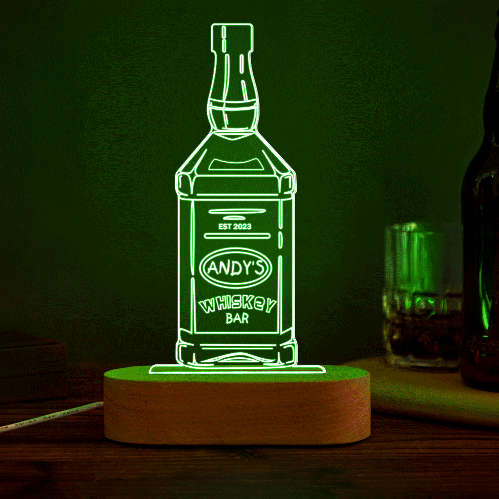 Personalised 7 Colour 3D Liquor Lamp - Custom Engraved Night Light Gift