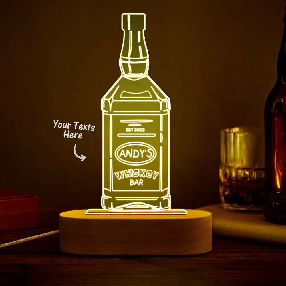 Personalized  Liquor Night Light 7 Colors Acrylic Wine 3D Lamp Father's Day Gifts
