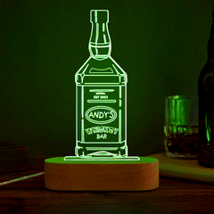 Personalised 7 Colour 3D Liquor Lamp - Custom Engraved Night Light Gift