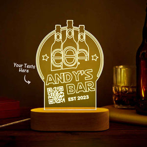 Personalized Qr Code Wine Bottle Night Light 7 Colors Acrylic 3D Lamp Father's Day Gifts