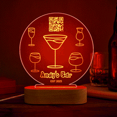 Personalised QR Code Wine Glass Night Light - 7 Colour Acrylic 3D Lamp | Custom Father's Day Gift UK Australia