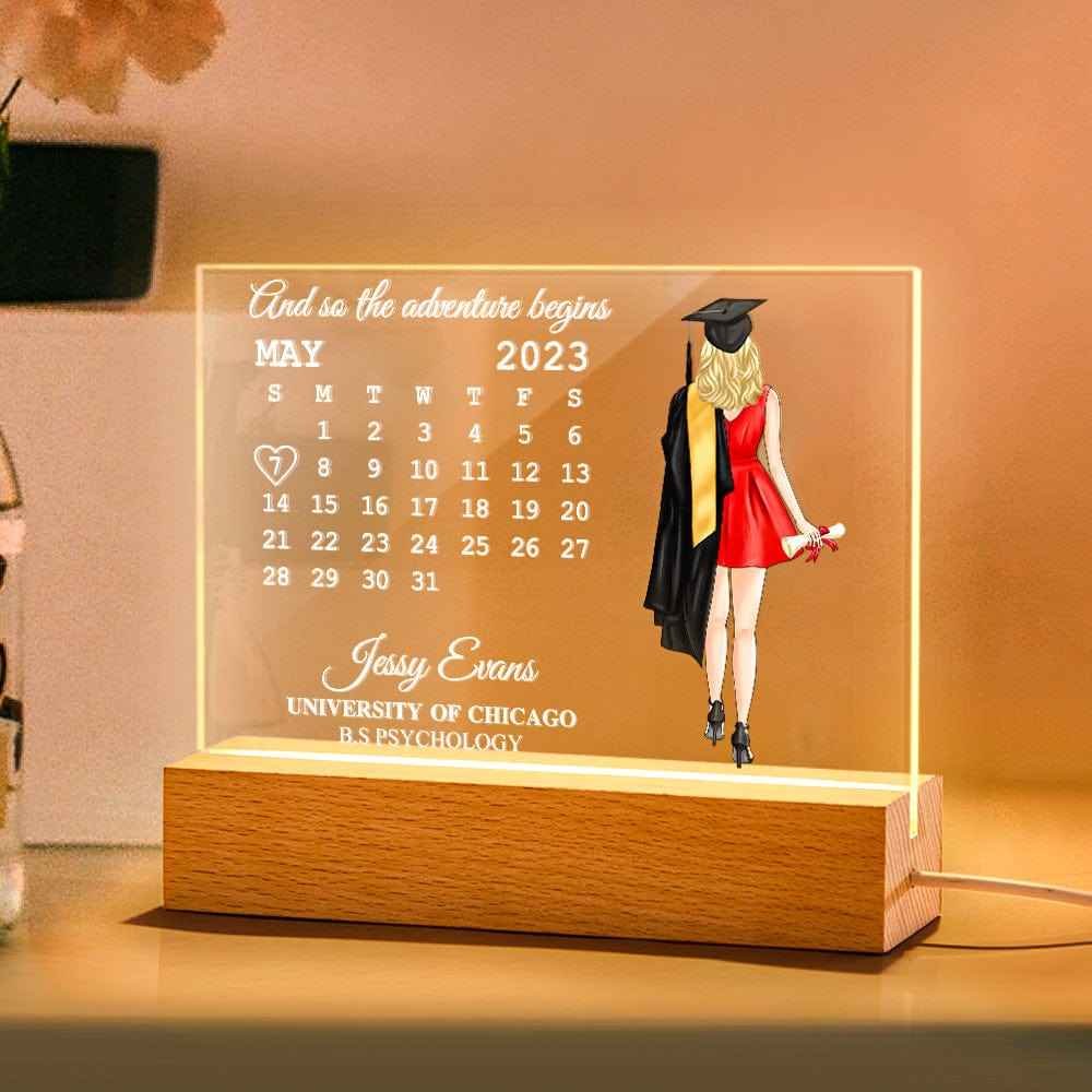 Personalized Acrylic Photo Lamp With Date Engraved Night Light Graduation Gifts