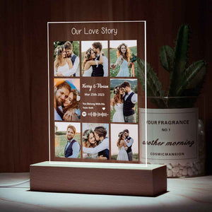 Acrylic Music Plaque & LED Light Custom Night Light Photo Lamp Birthday Anniversary Christmas Gift for Wife Husband Her Him Song Gifts