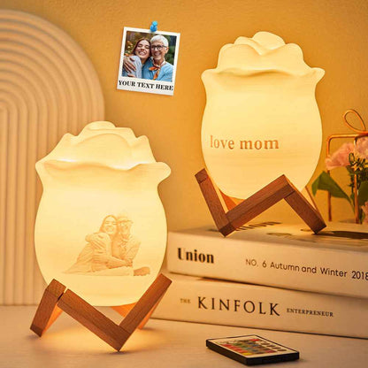 Custom Exclusive Photo Rose Night Light Personalized Name Best Gift 7 Colour Night Light Remote Control Lamp