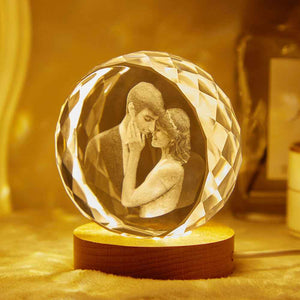 Personalized 2D Photo Crystal Night Light Laser Engraved Picture Lamp Gifts For Her
