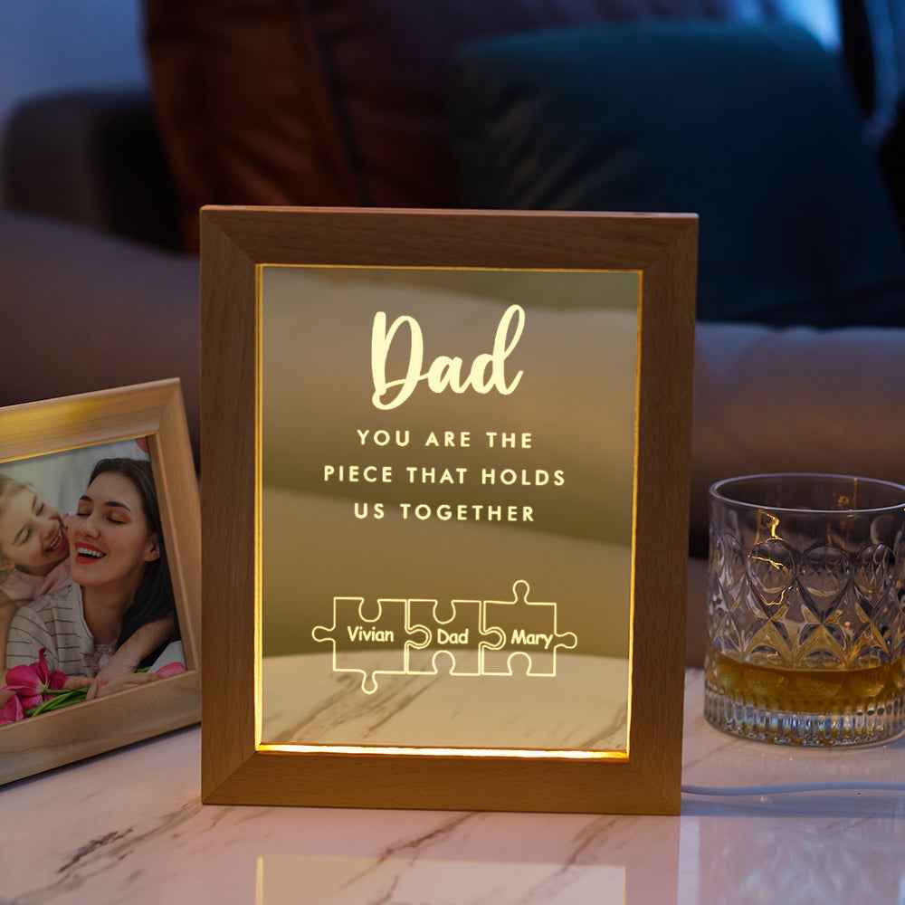 Father's Day Gift Personalized Dad You Are the Piece that Holds Us Together Acrylic Night Light for Dad