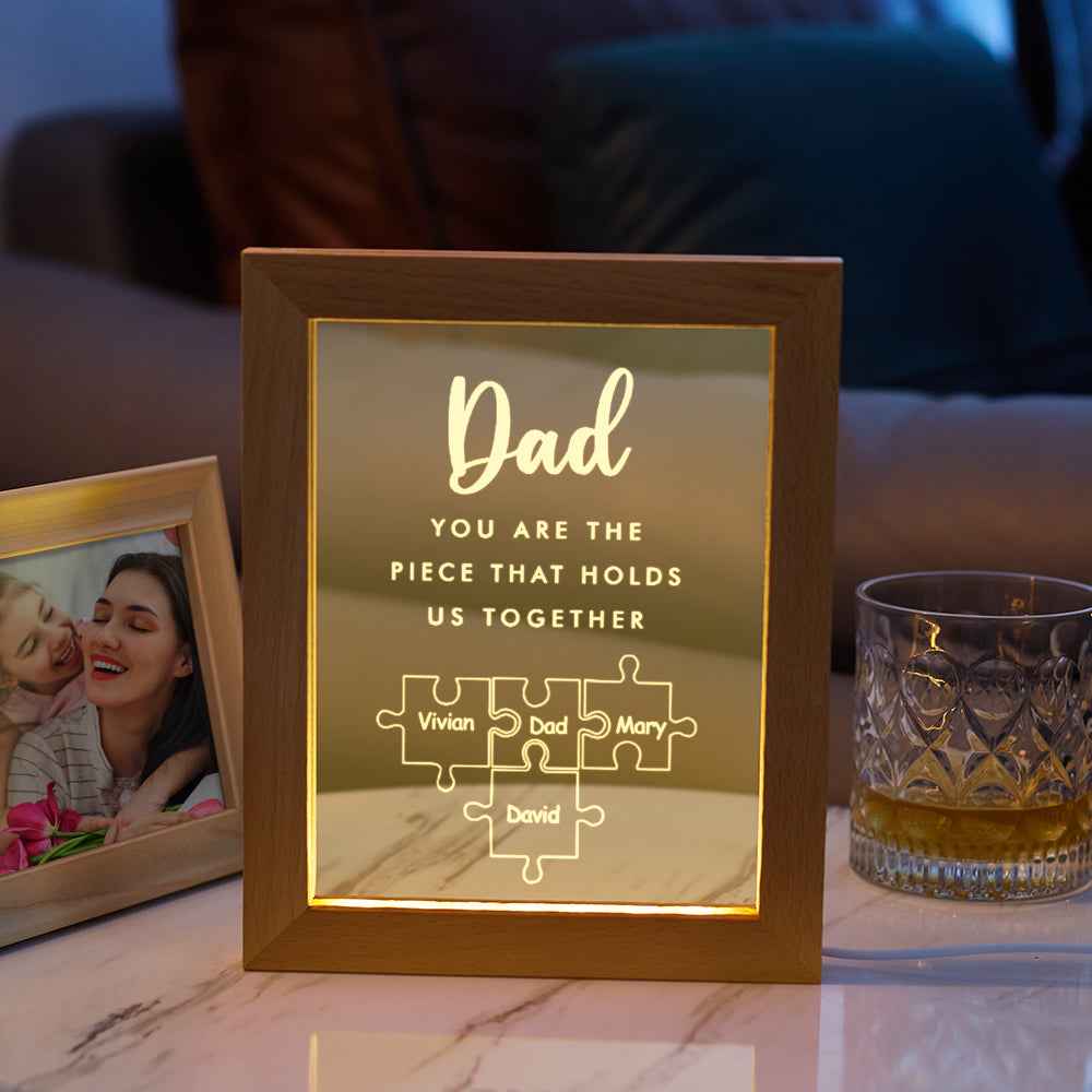 Father's Day Gift Personalized Dad You Are the Piece that Holds Us Together Acrylic Night Light for Dad