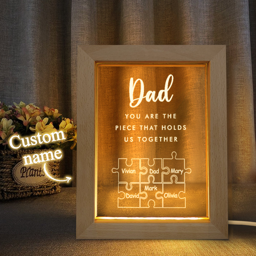Personalised Dad Night Light - You Are The Piece That Holds Us Together Acrylic LED Gift