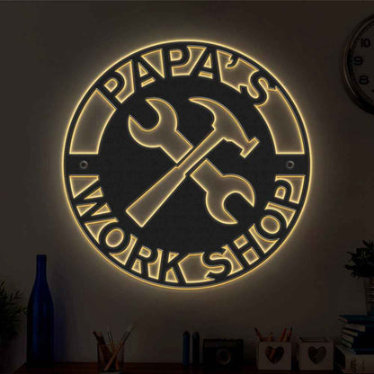 Custom Father's Day Metal Sign Personalized LED Lights Wall Art Decor Gift for Dad