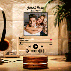 Personalised Music Photo Night Light - Custom LED Anniversary & Wedding Gift