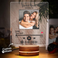 Personalised Music Photo Night Light - Custom LED Anniversary & Wedding Gift