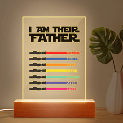 Personalised 'I Am Their Father' Lightsaber Night Light - Custom Acrylic Plaque for Dad