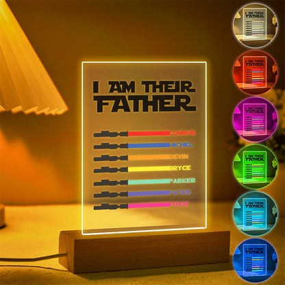 Personalised 'I Am Their Father' Lightsaber Night Light - Custom Acrylic Plaque for Dad
