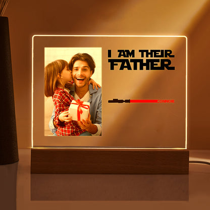 Personalised 'I Am Their Father' Night Light - Custom Photo Acrylic Lightsaber Plaque | Unique Father's Day Gift