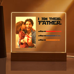 Personalised 'I Am Their Father' Night Light - Custom Photo Acrylic Lightsaber Plaque | Unique Father's Day Gift
