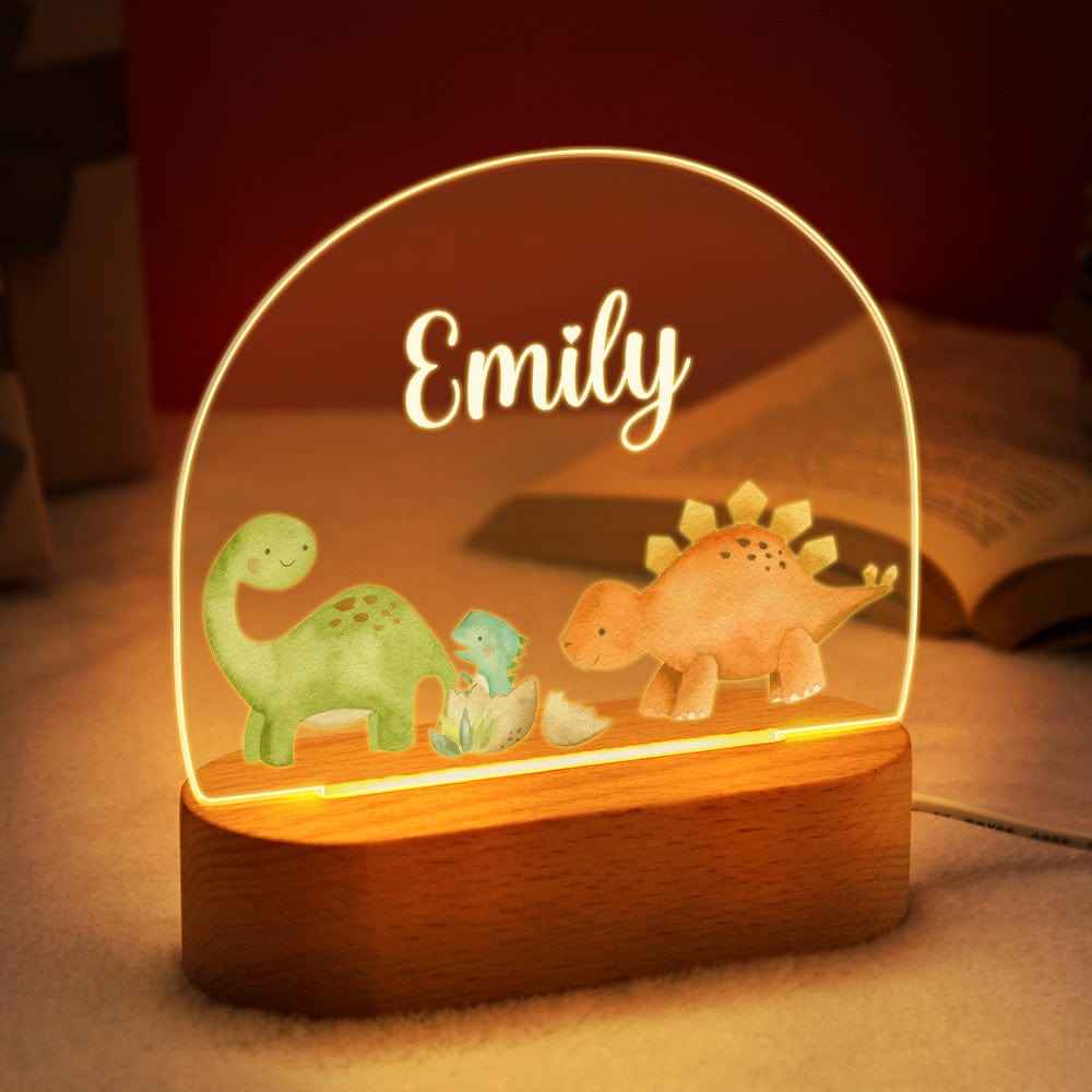Personalized Name Baby Dinosaur Night Light Custom Name Nursery Room Lamp Gift For Kids
