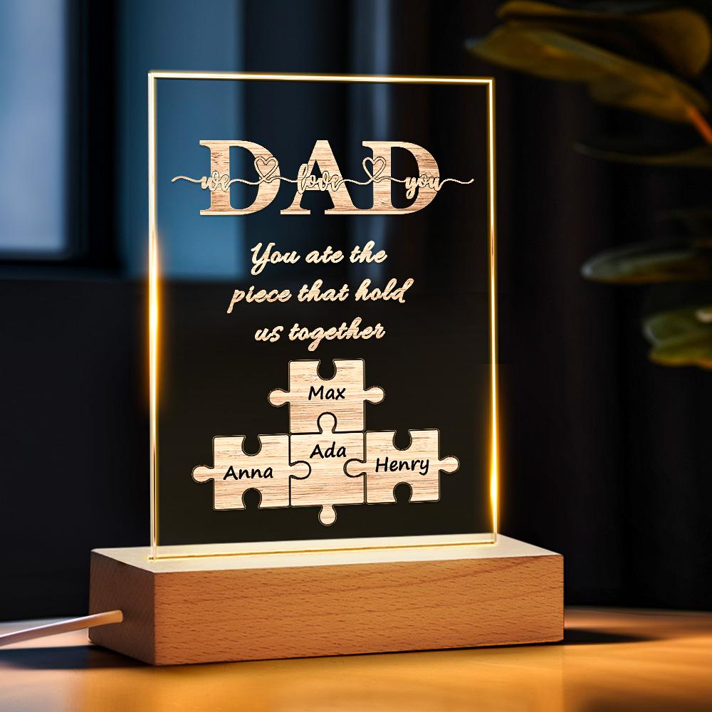 Personalised Puzzle Piece Night Light With Name - Heartfelt Father's Day Gift