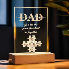 Personalised Puzzle Piece Night Light With Name - Heartfelt Father's Day Gift