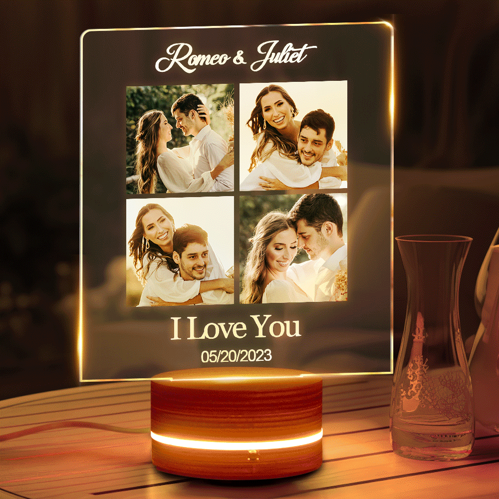 Custom Engraved Valentine's Night Light - Personalised Photo Lamp