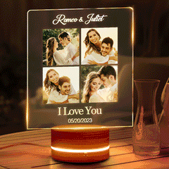 Custom Engraved Valentine's Night Light - Personalised Photo Lamp