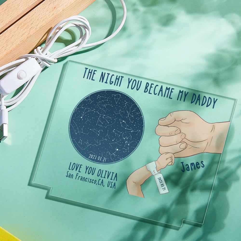 Custom Star Map Night Light Personalized Name The Night You Became My Daddy For Fayher¡®s Day Gifts